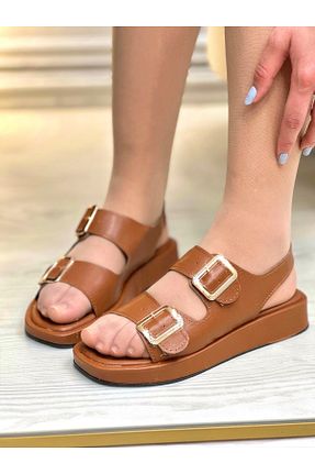 صندل قهوه ای زنانه پاشنه تخت Vola Shoes - کد 836189829