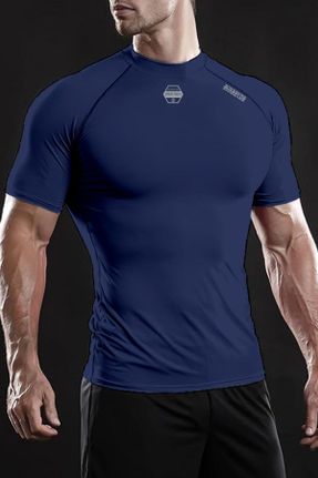 تی شرت سرمه ای مردانه اسلیم پلی استر قابلیت خشک شدن سریع کد 836191749