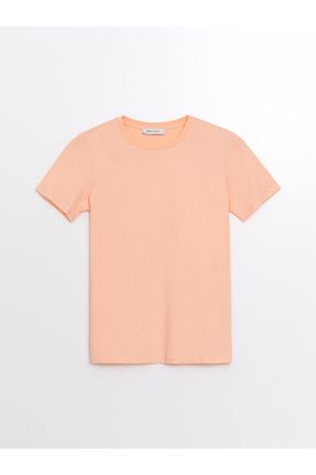 تی شرت نارنجی زنانه رگولار یقه گرد تکی کد 835018597