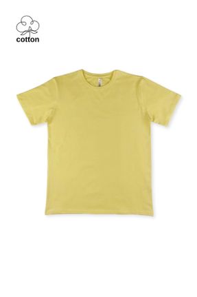 تی شرت زرد بچه گانه رگولار یقه گرد تکی کد 819980886