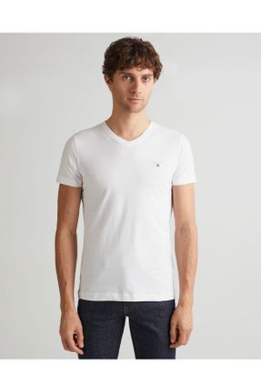 تی شرت سفید مردانه رگولار یقه هفت کد 31718177