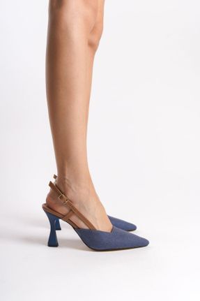 کفش پاشنه بلند کلاسیک آبی زنانه چرم مصنوعی پاشنه نازک پاشنه متوسط ( 5 - 9 cm ) کد 819525471