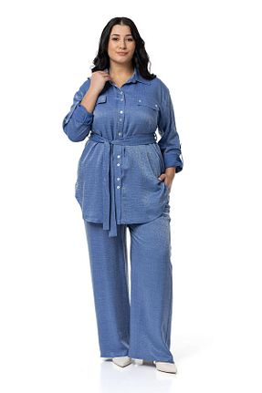 ست بالاتنه و پائین تنه سایز بزرگ آبی زنانه کش دار DISENTIS MODEST - کد 836103323