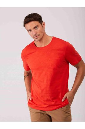 تی شرت نارنجی مردانه یقه گرد اسلیم فیت کد 140993728
