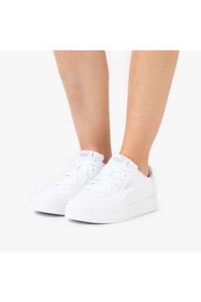 کفش اسنیکر سفید زنانه بند دار پارچه نساجی کد 742118176