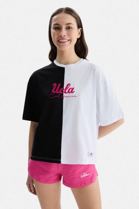 تی شرت مشکی زنانه رگولار یقه گرد پنبه (نخی) تکی کد 822521308
