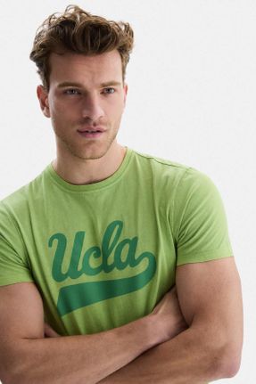 تی شرت سبز مردانه یقه گرد پنبه (نخی) رگولار تکی کد 822744472