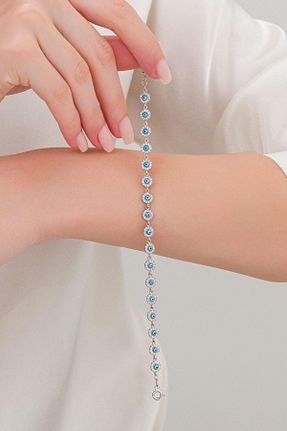 دستبند نقره فیروزه ای زنانه 925 عیار Tmt Silver - کد 836085146
