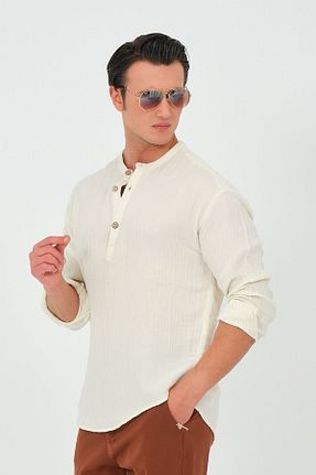 پیراهن بژ مردانه گشاد RELAXL - کد 835714715
