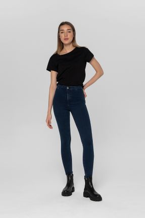 شلوار جین آبی زنانه فاق بلند جین استاندارد کد 836102194