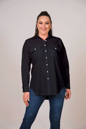 پیراهن مشکی زنانه سایز بزرگ پنبه (نخی) کد 458698957