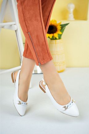 بابت سفید زنانه چرم مصنوعی MODAPAPUÇ - کد 683573754