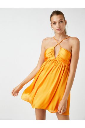 لباس مجلسی زرد زنانه پلی استر آستین استاندارد رگولار یقه هفت کد 344613611