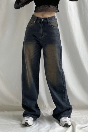 شلوار جین قهوه ای زنانه پاچه رگولار جین ساده یونیسکس کد 825624222