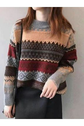 پلیور زرشکی زنانه Etnik Köstebek - کد 798155813