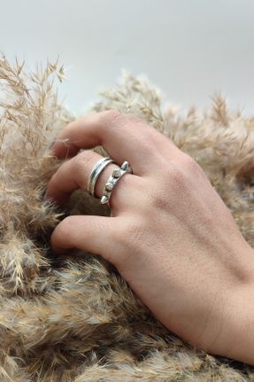 انگشتر جواهر زنانه روکش نقره کد 222210957