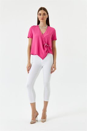 شلوار جین سفید زنانه فاق بلند استاندارد کد 685828192
