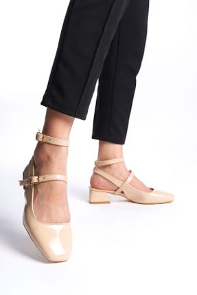 کفش پاشنه بلند کلاسیک بژ زنانه چرم لاکی پاشنه ضخیم پاشنه کوتاه ( 4 - 1 cm ) کد 802068854