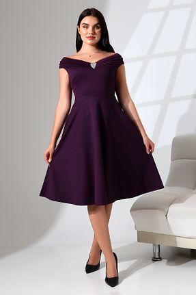 لباس مجلسی و فارغ التحصیلی بنفش زنانه کرپ Rokka Moda - کد 836341413