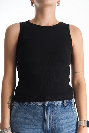 تیشرت مشکی زنانه اسلیم فیت Moda Değirmeni - کد 836342325