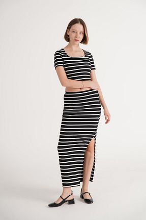 ست بالاتنه و پائین تنه مشکی زنانه بافتنی Hipo Trend - کد 836352165