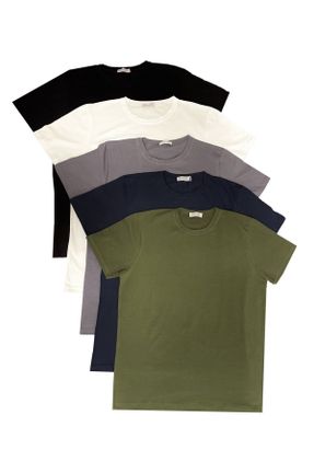 تی شرت سبز مردانه رگولار یقه گرد 5