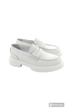 کفش لوفر سفید زنانه چرم طبیعی پاشنه کوتاه ( 4 - 1 cm ) کد 828879540
