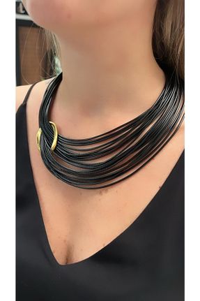 گردنبند جواهر مشکی زنانه روکش طلا کد 376395962