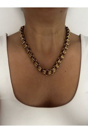 گردنبند استیل طلائی زنانه فولاد ( استیل ) کد 783883980