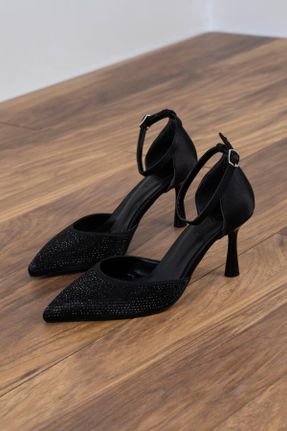 کفش پاشنه بلند کلاسیک مشکی زنانه ساتن پاشنه نازک پاشنه متوسط ( 5 - 9 cm ) کد 809697327