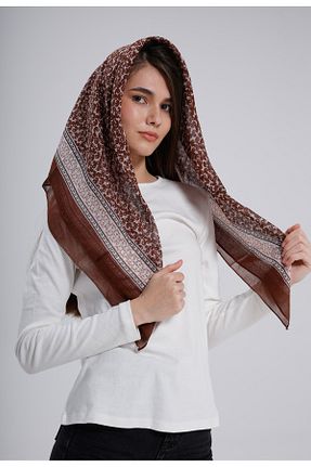 روسری قهوه ای 100 x 100 nehir eşarp - کد 836496503