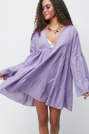 لباس ساحلی بنفش زنانه طرح رنگی کد 818799742