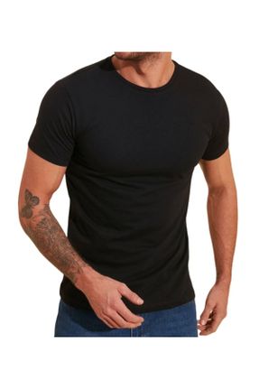 تی شرت مشکی مردانه یقه گرد تکی بیسیک کد 836553674