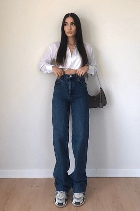 شلوار جین سرمه ای زنانه پاچه اسپانیولی dressmix - کد 824884657