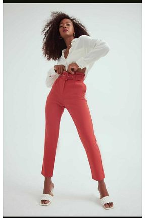 شلوار نارنجی زنانه پارچه Sateen - کد 836636121