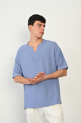 پیراهن آبی مردانه رگولار Rocqerx - کد 809739171
