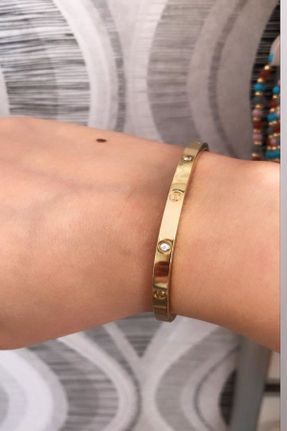 دستبند استیل طلائی زنانه فولاد ( استیل ) کد 47900615