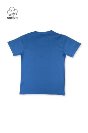 تی شرت آبی بچه گانه یقه گرد رگولار تکی کد 820189903
