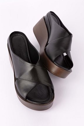 دمپائی مشکی زنانه چرم خالص Gondol - کد 835052777