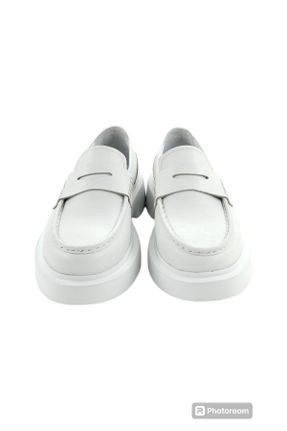 کفش لوفر سفید زنانه چرم طبیعی پاشنه کوتاه ( 4 - 1 cm ) کد 828879540