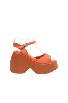 کفش پاشنه بلند پر نارنجی زنانه پاشنه بلند ( +10 cm) پاشنه پلت فرم کد 836497452