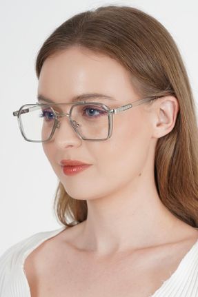عینک محافظ نور آبی سفید زنانه 54 شیشه UV400 کد 354431471