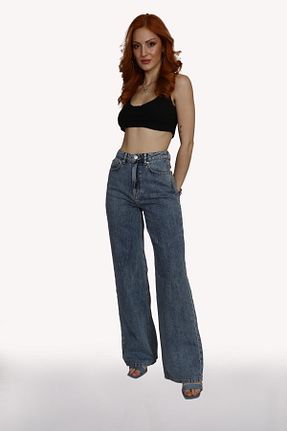 شلوار جین آبی زنانه پاچه گشاد Acey jeans - کد 836525145