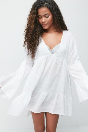 لباس ساحلی سفید زنانه طرح رنگی کد 690838888