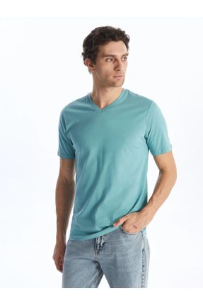 تی شرت سبز مردانه رگولار یقه هفت کد 818399661