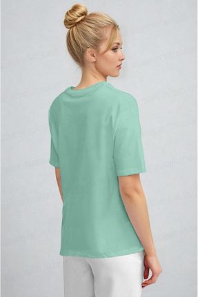 تی شرت سبز زنانه پنبه (نخی) یقه گرد رگولار تکی بیسیک کد 833044883