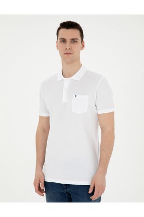 تی شرت سفید مردانه رگولار یقه پولو کد 832159892