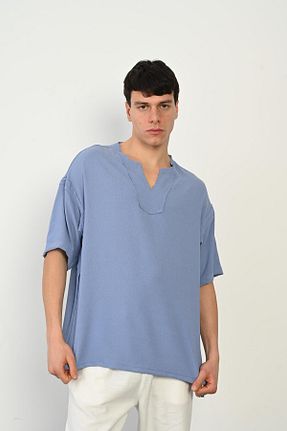 پیراهن آبی مردانه رگولار Rocqerx - کد 809739171