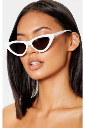 عینک آفتابی سفید زنانه 50 UV400 پلاستیک سایه روشن گربه ای کد 112146067