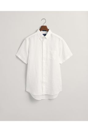 پیراهن سفید مردانه رگولار کتان کد 679371820